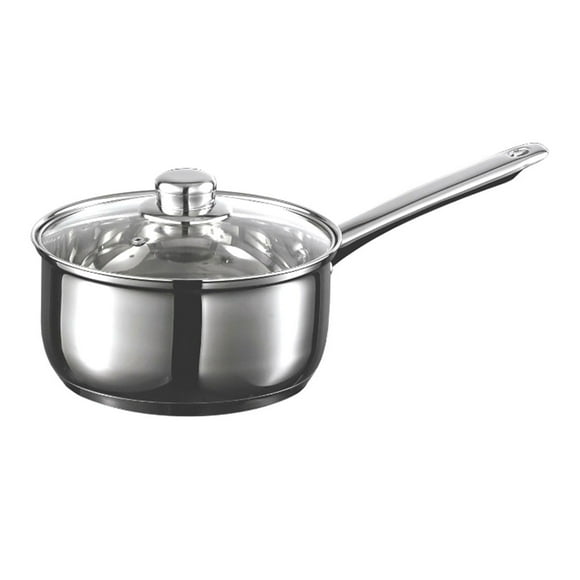 Starfrit - Everyday Basix Saucepan with Glass Lid, 1.6 Liter Capacity, Stainless Steel