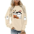 thumbnail image 6 of Sweatshirts Jacket for Women Plus Size Halloween Cute Ghost Printed Long Sleeved Round Neck Loose Fitting Sweatshirt Khaki L, 6 of 6