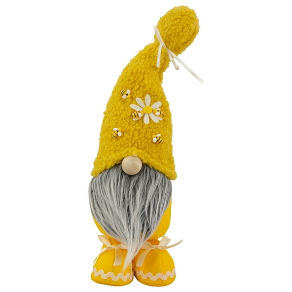Northlight 15" Yellow High Pile Fleece Bumblebee and Daisy Springtime Gnome