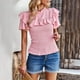thumbnail image 2 of Elegante blusa informal de manga corta con cuello redondo para primavera y verano para mujer OAVQHLG3B Store lin121212, 2 of 5