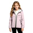 thumbnail image 4 of CPNG Girls Hooded Rain Jacket Letter Print Windproof Breathable Windbreaker Coat Autumn Winter Outerwear Hiking Windbreaker, 4 of 9
