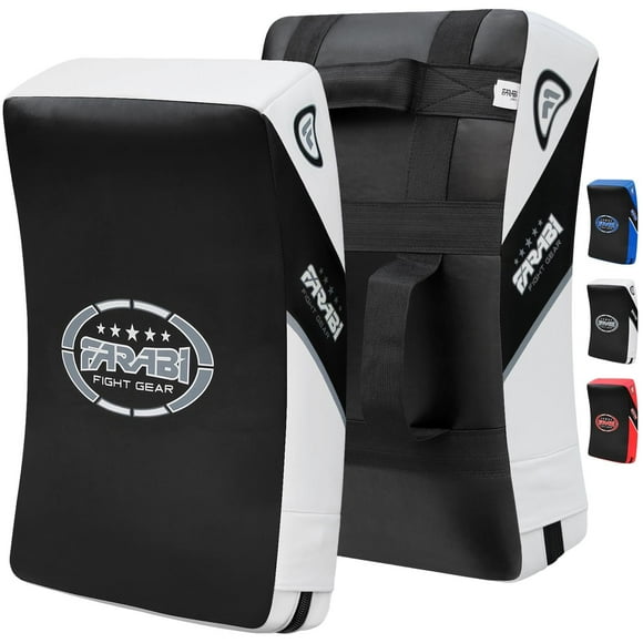 Farabi Quad Boxe MMA Muay Thai Arts Martiaux Crochet & Jab Punch Coussinets de Frappe MMA Focus Mitaines de Frappe Thai Entraînement Bouclier de Frappe Mitaine de Frappe (Blanc Noir)
