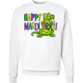 thumbnail image 2 of Inktastic Happy Mardi Gras Cute Alligator with Beads Adult Sweatshirt, 2 of 4