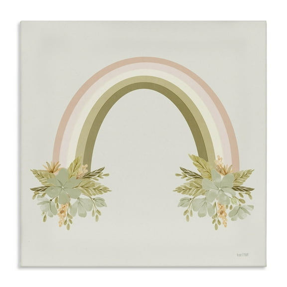 Stupell Industries Blooming Floral Rainbow Landscape & Nature Painting Wrapped Canvas Art Print Wall Art, 17 x 17