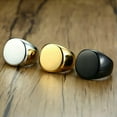 thumbnail image 6 of 20mm Black/Gold/Silver Big Round Polished Band Men's Stainless Steel Smooth Ring, 6 of 9