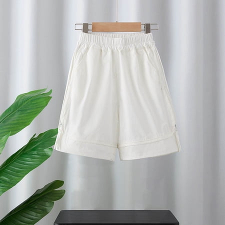 Piuwrlz Boys Athletic Shorts for Boy Short Pants Single Piece Short Trousers White Size 4-5 Years