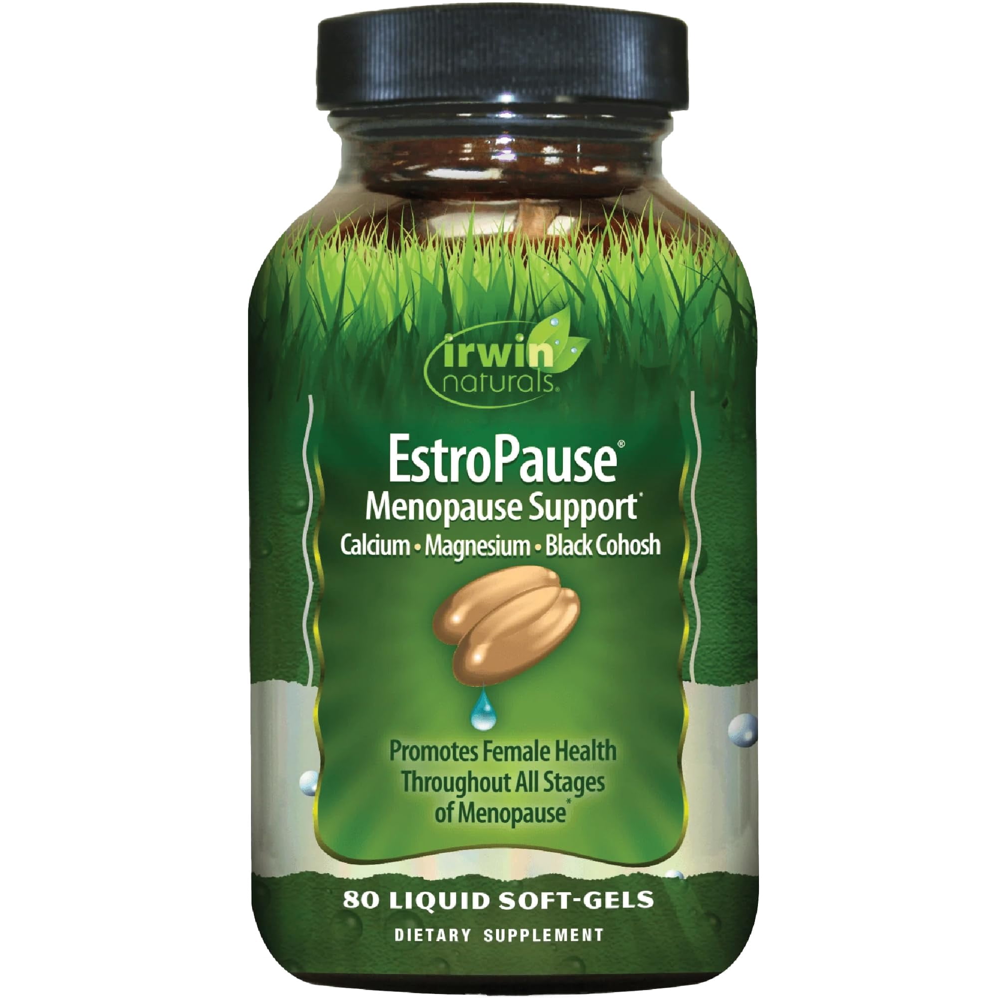 Irwin Naturals EstroPause Menopause & Women's Health Support Supplement - Powerful Herbal & Mineral Blend with Calcium, Magnesium, Black Cohosh, Chaste Tree - Enhanced Absorption - 80 Liquid Softgels