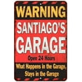 thumbnail image 1 of SANTIAGO'S Garage Warning Man Cave Wall Decor 8 x 12 High Gloss Metal 208120030453, 1 of 1