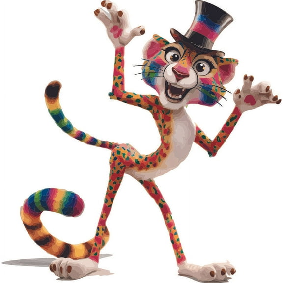 Colorful Tiger Tigers Animal Jungle Wild Adventure Fun Leopard Animals Forest Creature Wall Art Sticker Designs Vinyl Stickers For Home House Walls Rooms Windows Bedroom Decoration Size (26x26 inch)