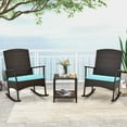 thumbnail image 1 of Costway 3 Piece Patio Rocking Set Wicker Rocking Chairs with 2-Tier Coffee Table Turquoise, 1 of 9