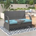 thumbnail image 2 of Convertible Outdoor Loveseat with Table, 4-in-1 HDPE Rattan Patio Furniture Set for Gardens and Lawns, Blue, 2 of 9