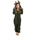 thumbnail image 2 of Otqutp Girls Christmas Fuzzy Jumpsuits Teen Kids Winter Warm Soft Fleece Onesie Plain Cute Hooded Front Zipper Bodysuit, 2 of 5
