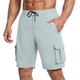 thumbnail image 6 of Resicozy Mens Cargo Shorts Lightweight Elastic Waist Knee Length Bermuda Shorts with Pockets Summer Short Cargo Pants Silver L, 6 of 7
