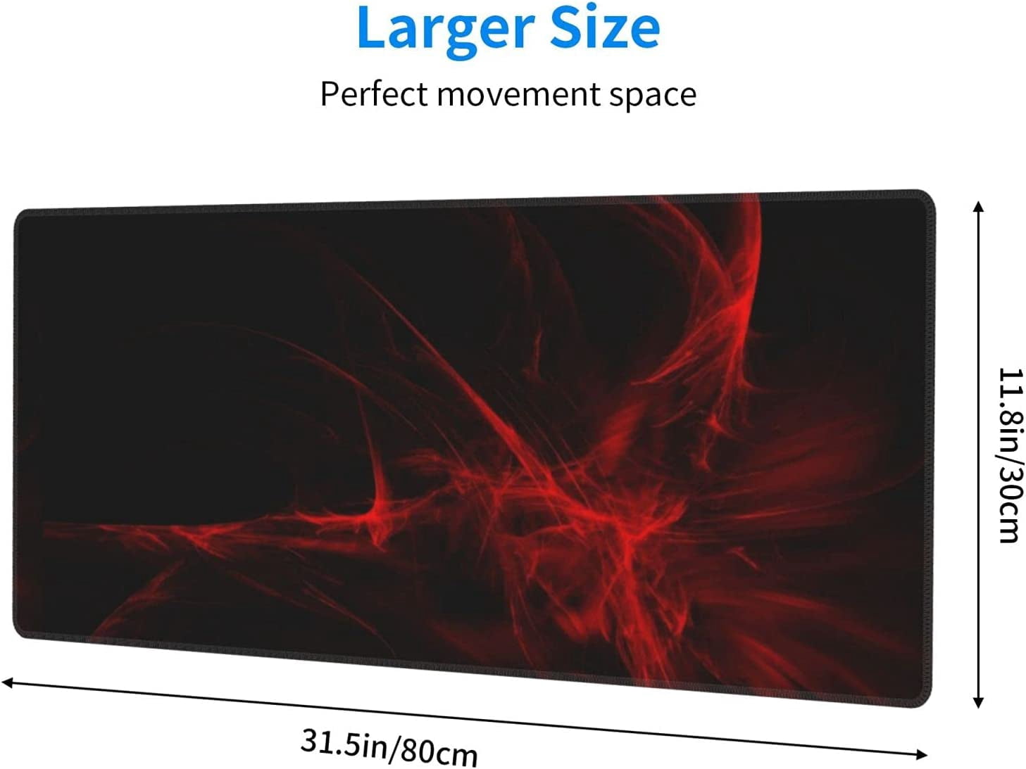 Red and Black Mouse Pad XXL Long Extra Gaming Desk Mat for Computer Keyboard Laptop Office Non-Slip Rubber Stitched Edges 31.5×11.8 Inch