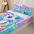 thumbnail image 3 of Metsweet Cartoon Unicorn Zipper Full Size Comforter Sets with Fitted Sheet and 2 Pillowcases, Dreamy Rainbow Butterfly Flower Zipper Bedding Set, Pink Blue,4pcs, 3 of 6