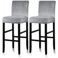 thumbnail image 1 of 2 Pack Velvet - Counter Stool Pub Chair Covers Slipcover Stretch Removable Washable Dining Chair Covers （Silver Gray）, 1 of 8