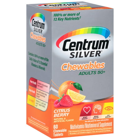 Centrum Argent Croquer multivitamines / Supplément Multiminéraux Citrus Berry Flavor 60 Count
