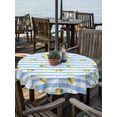 thumbnail image 2 of Outdoor Tablecloth with Umbrella Hole for Patio/Picnic/Party/Camping, Cute Lemon Floral Waterproof Table Cloth Round Cover Washable, Farmhouse Blue White Striped (Dia 54"), 2 of 8