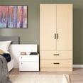 thumbnail image 2 of Better Home NW-108-BEE Armoire Garde-Robe en Bois Grace à 2 Portes avec 2 Tiroirs, Érable, 2 of 10