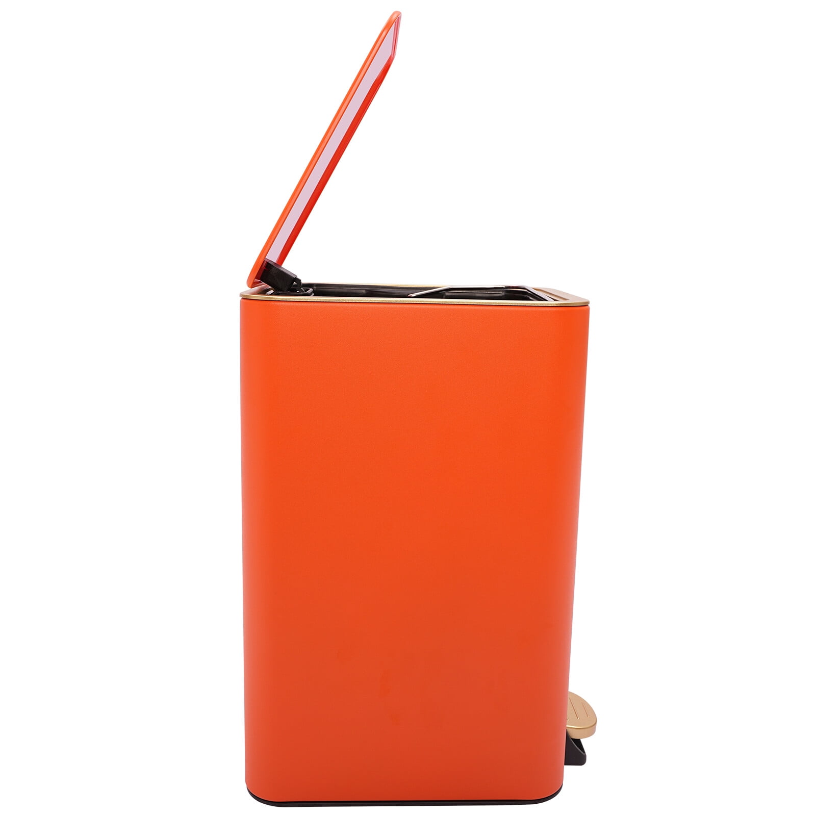 9.45*7.09*14.57 Large Capacity Free Standing Orange Bathroom Trash Can with Lid for Kitchen, Bedroom
