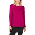 thumbnail image 1 of Eileen Fisher playera básica con rayas laterales para mujer, rosa, grande Eileen Fisher Camiseta básica, 1 of 1