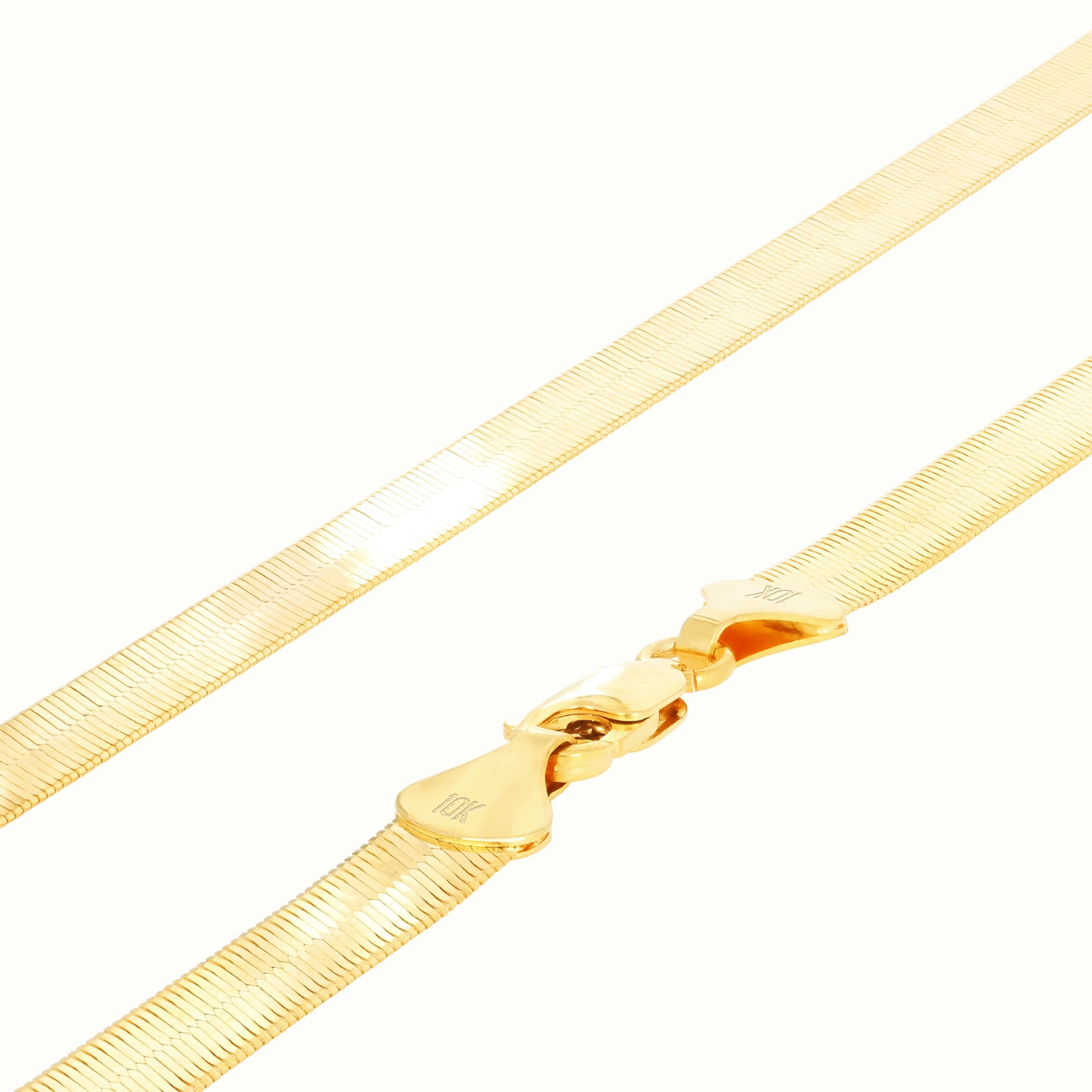 Nuragold 10k Real Yellow Gold Solid Herringbone Flexible 7mm Chain Necklace (16"-24") Italian Jewelry for Men & Women
