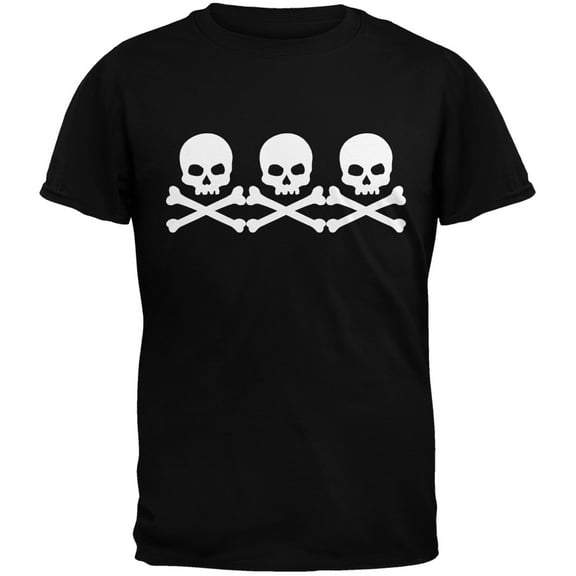 3 Skull And Crossbones Black Youth T-Shirt - Youth Medium