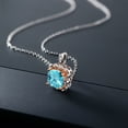 thumbnail image 4 of Gem Stone King 4.22 Ct Checkerboard Swiss Blue Topaz 925 Two Tone Sterling Silver Pendant, 4 of 5