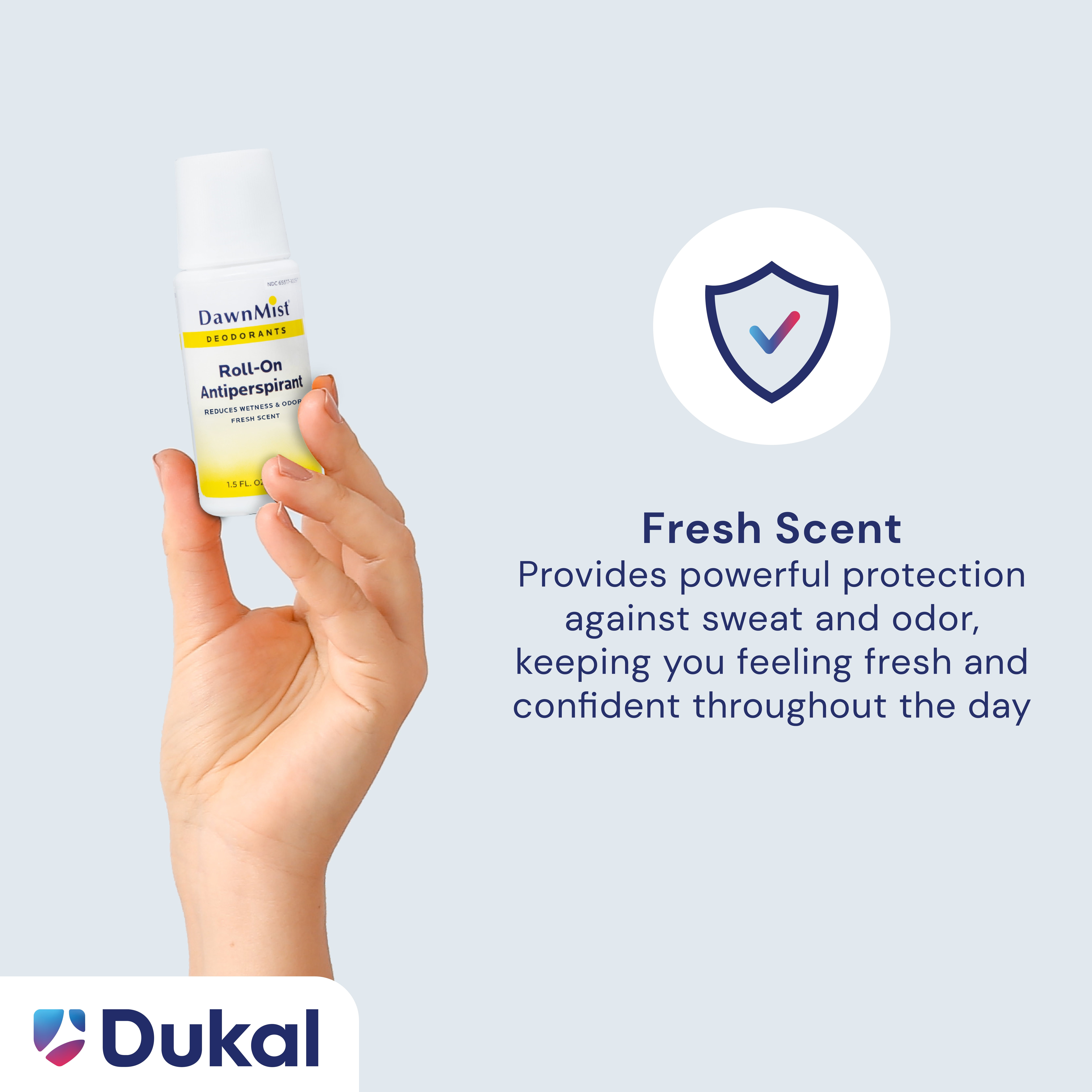 Dukal Dawn Mist Roll-On Deodorant, Fresh Scent, 1.5 oz. - 96/Case