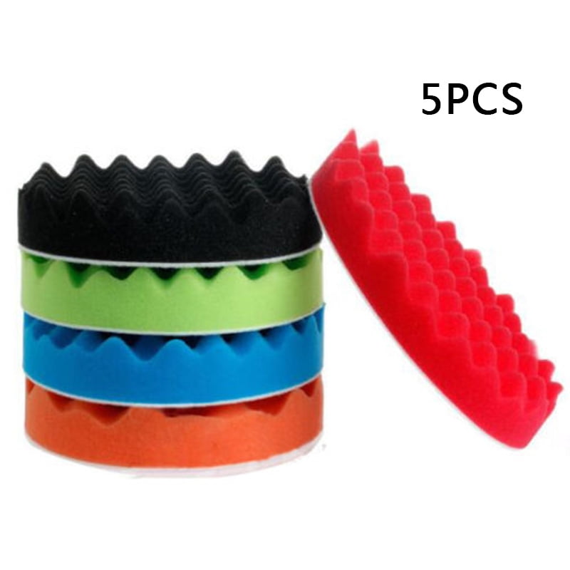 5pcs 7” 180mm Soft Wave Foam Waffle Pad Buffing Sponge Pad Kit for Car