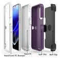 thumbnail image 6 of TASHHAR Moto G Stylus 5G 2022 Case with Screen Protector and Belt Clip Holster Military Grade Heavy Duty Protection Shockproof Armor Rugged Durable for Motorola G Stylus 5G 2022 Phone - Purple+White, 6 of 7