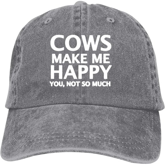Cows Make Me Happy You,not So Much Baseball Cap Vintage Adjustable Washed Hats Cowboy Hats Denim Dad Hat for Men Women Boy Girl
