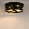 thumbnail image 7 of 2-Light Black Farmhouse Flush Mount with Drum Metal Cage Shade for Entryway, Bedroom(2-Pack), 7 of 7