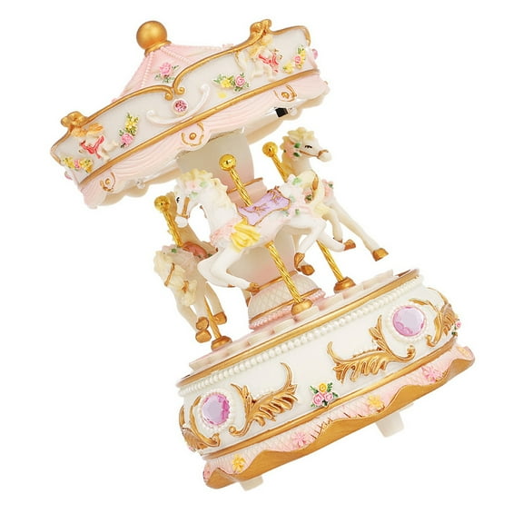 For_girlfriend Mini Carousel Clockwork Music Box Colorful LED Merry-go-round Musical Box Gift For Girlfriend Kids Children Christmas Festival Purple