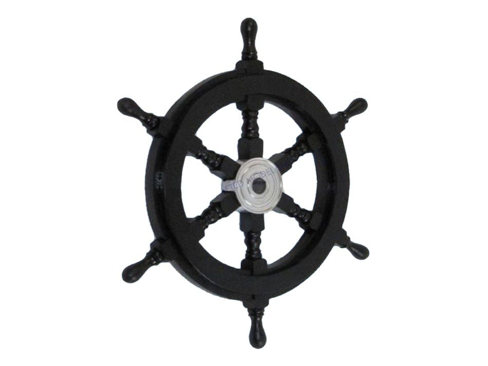 Deluxe Class Wood and Chrome Pirate Ship Steering Wheel 18" Walmart