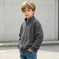 thumbnail image 6 of FSYBOA Boys Full Zip Sweatshirts, Casual Fall Solid Color Long Sleeve Kids Zipper Jackets Dark Gray Size 13-14T, 6 of 9