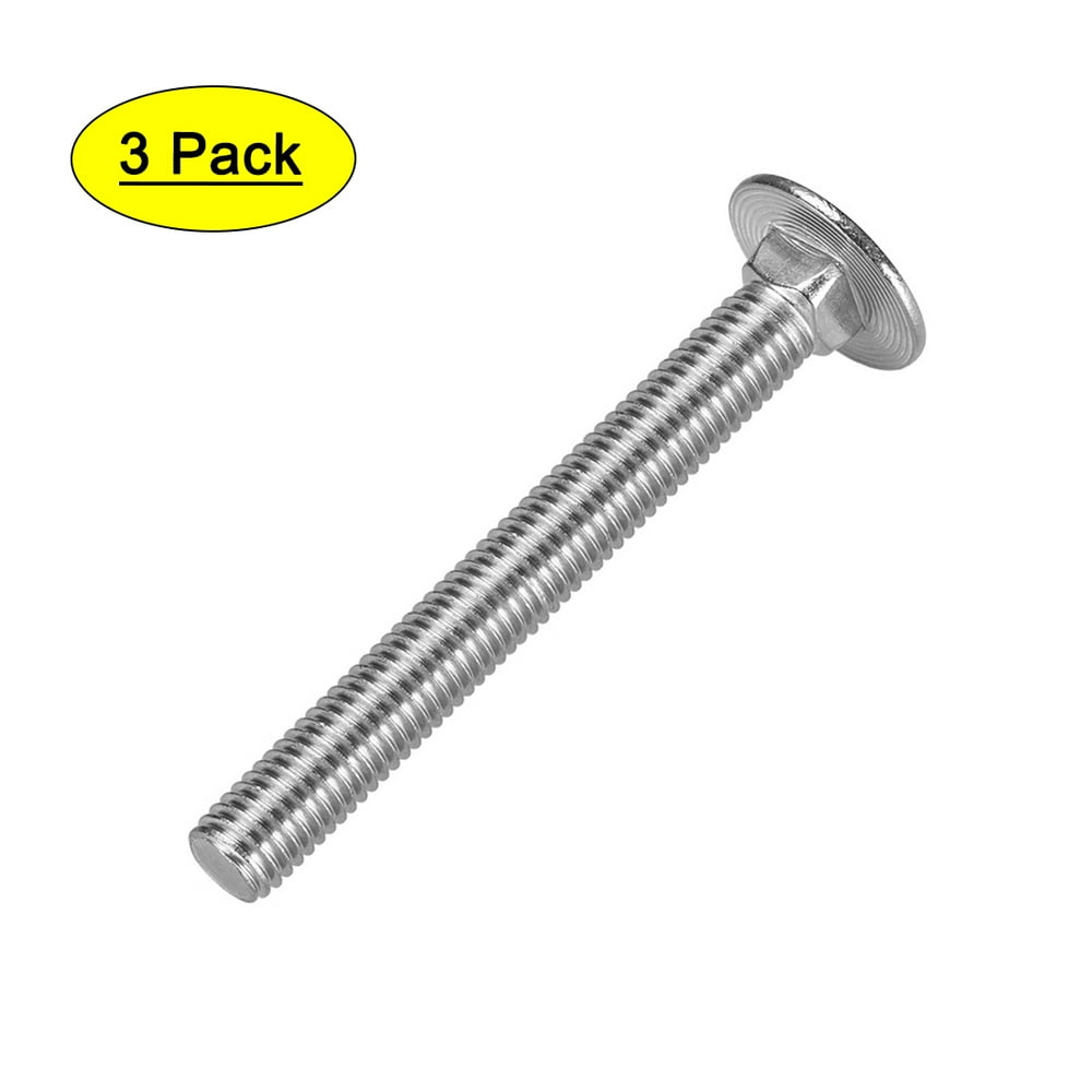 Carriage Bolts, Neck Carriage Bolt, Round Head, Square Neck, Stainless Steel M10x100mm 3 pcs