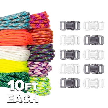 Paracord Planet 550lb Type III Paracord Combo Crafting Kits with Buckles