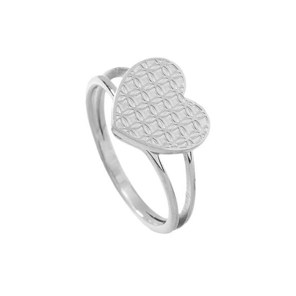 HIJONES Women's Stainless Steel Dainty Love Heart Ring Promise Dating Jewelry Gifts for Women Silver Size 6