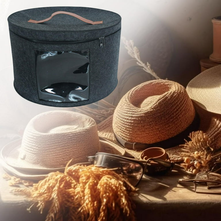 Hat Box Hat Storage Box for Women Men Storage Bin Large Capacity Foldable  Travel Hat Boxes Collapsible Hat Organizer for Toy Storage Closet Black