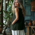 thumbnail image 7 of Flowy Tank Tops for Women Loose Cotton Linen Sleeveless Crew Neck Tops Dressy Causal Bussniess Beach Tunics with Pockets, 7 of 7
