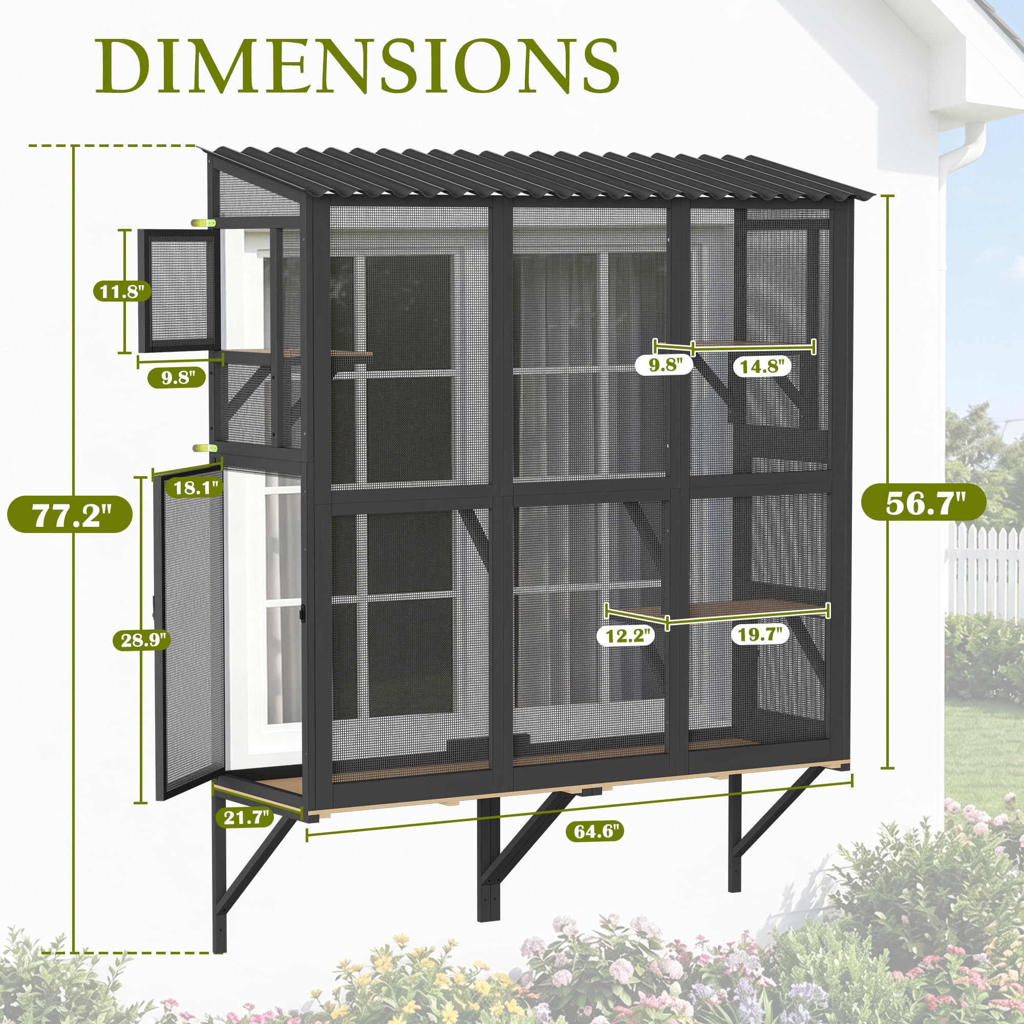 Haverchair Cat Catio, Cat Window Perch for Large Indoor Cats, Window Box Enclosure with 4 Jump Platforms, Wooden Window Hammock for Multi Kittens, All-Weather Use Outdoor Small Pet Perch House