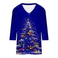 thumbnail image 4 of Joau Women's Ugly Christmas Shirts Glitter Christmas Tree Print 3/4 Length Sleeve V Neck Tunic Tops Holiday Xmas Shirts Graphic Tees Blouse, 4 of 5