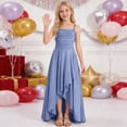 thumbnail image 6 of MEZZALL Girls Sleeveless Tiered Ruffle Party Dress With Top Ruched Waist Asymmetrical Bow Back Detail Solid Color Soft Dresses, 6 of 6
