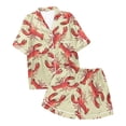 thumbnail image 4 of Trendfront Womens Notch Collar Short Sleeve 2-Piece Pajama Set Crawfish Print Button-Front Top and Shorts Sleepwear, 4 of 4