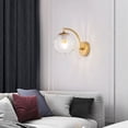 thumbnail image 1 of Lámpara de pared Laklulu con bombilla, lámpara de pared con iluminación, lámpara de pared con pantalla de vidrio, apliques de pared dorados para interiores para dormitorio, sala de estar, pasillo,, 1 of 5