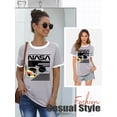 thumbnail image 2 of Hibeli Women Nasa Letter Tee Shirts Letter Print Contrast Color Retro T-shirts, 2 of 6