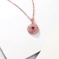 thumbnail image 4 of Gem Stone King 0.26 Cttw Round Red Created Ruby White Diamond Rose Plated Pendant with Chain, 4 of 4