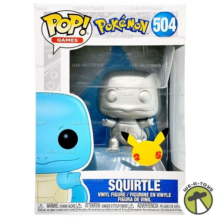 Pre-Owned Funko POP Games Pokemon Squirtle 504 Silver Metallic Vinyl Figure