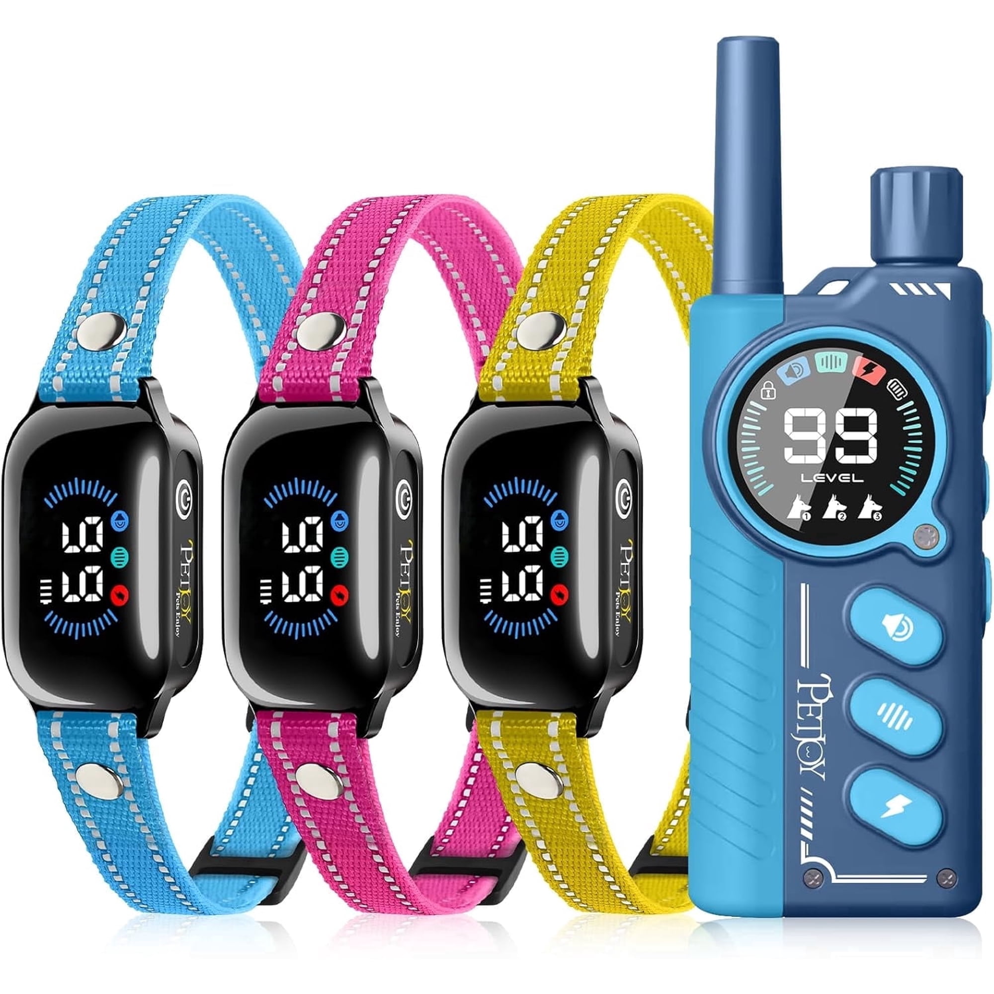 Paipaitek Dog Training Collar for 3 Dogs 4000ft Remote Safety Shock Lock 9 Tones Blue for 3 dog